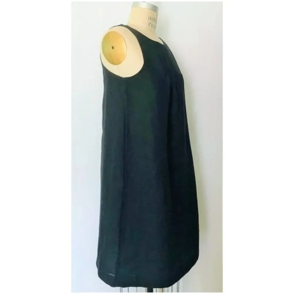 VINEYARD VINES BLACK LINEN COTTON PINTUCK SLEEVELESS CISCO SWING DRESS 4 NWT - Picture 2 of 8
